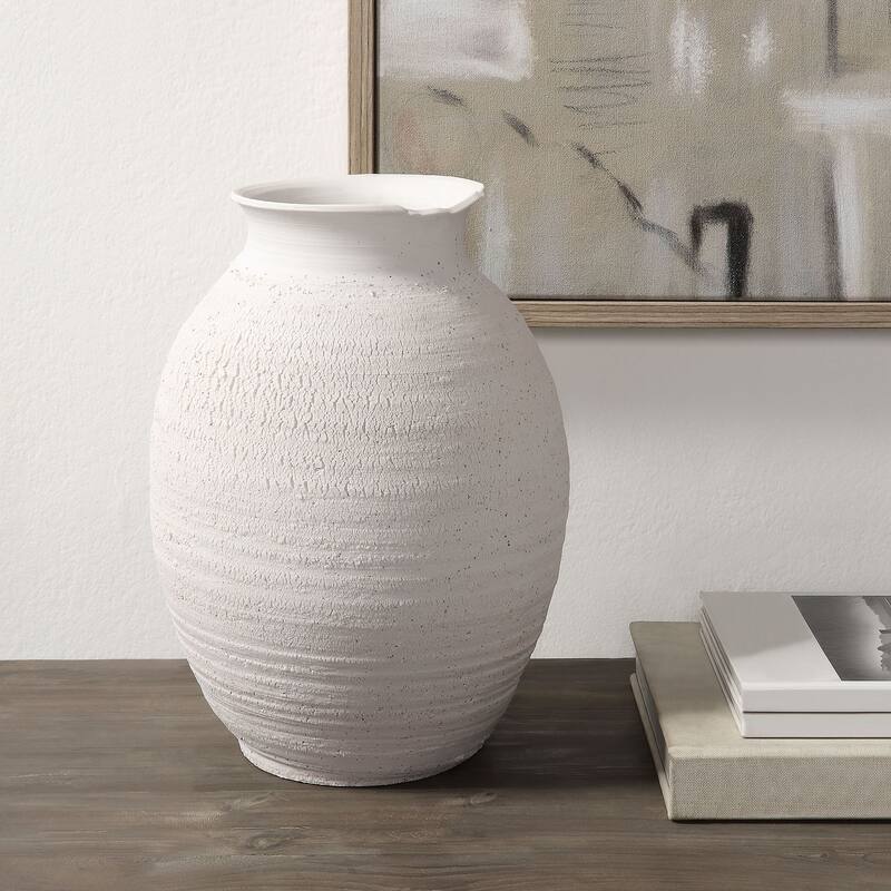 Renwil Zeb Ceramic Vase, Matte White