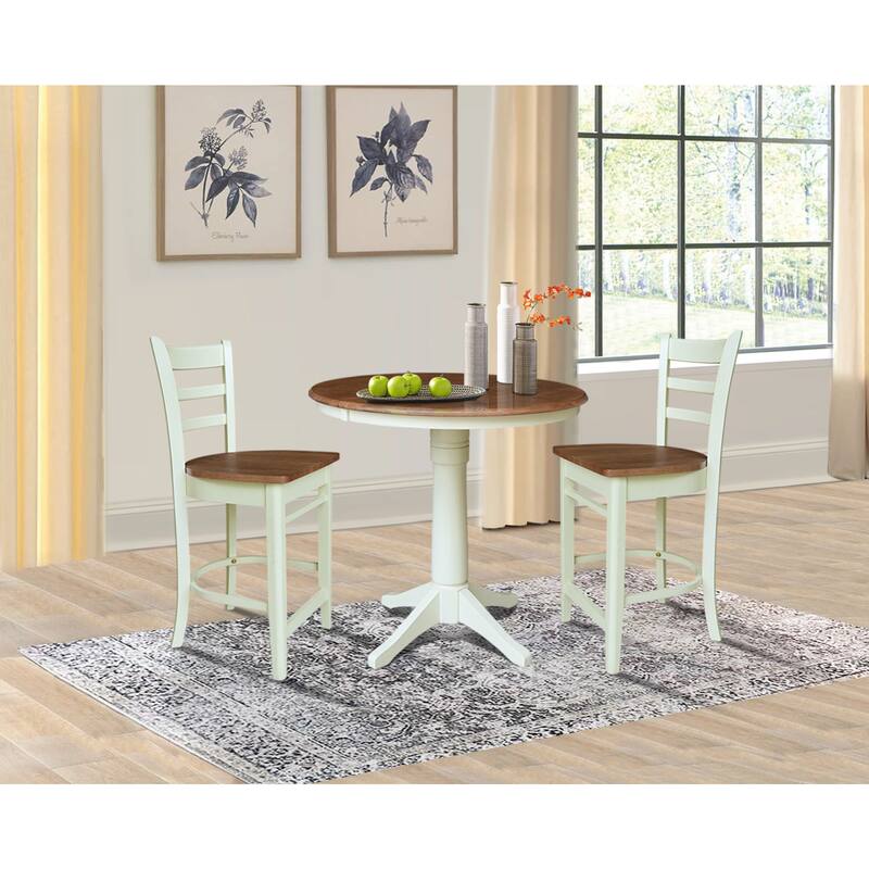 36" Round Extension Dining Table with Counter Height Stools