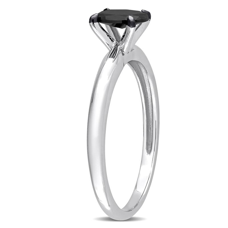Miadora 1/2ct TDW Oval-cut Black Diamond Solitaire Engagement Ring in 14k White Gold