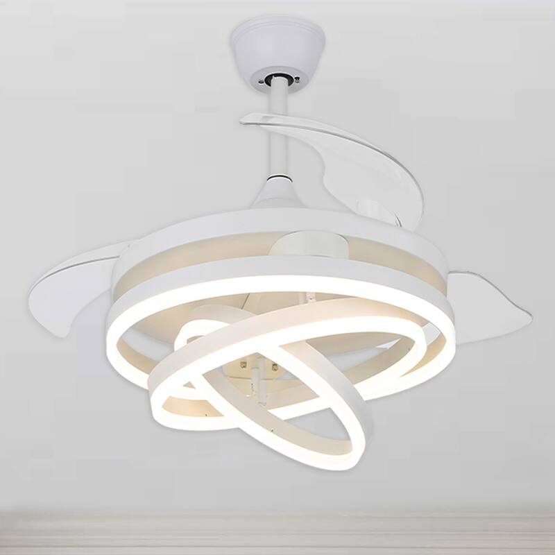 Oaks Aura 42in. LED DIY Shape Modern Ring Ceiling Fan With Lights, 6-Speed Latest DC Motor Remote Control Rose Ceiling Fan - 42in. - White