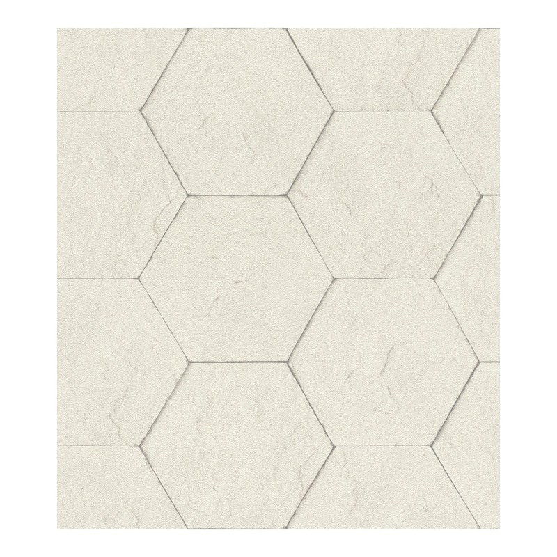 Advantage Bascom Dove Stone Hexagon Wallpaper - 21 x 396 x 0.025