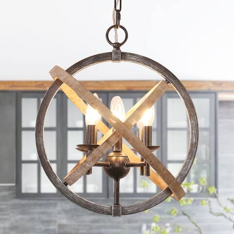 Cusp Barn Modern 5-Light Candle Style Empire Chandelier with Wood Accents
