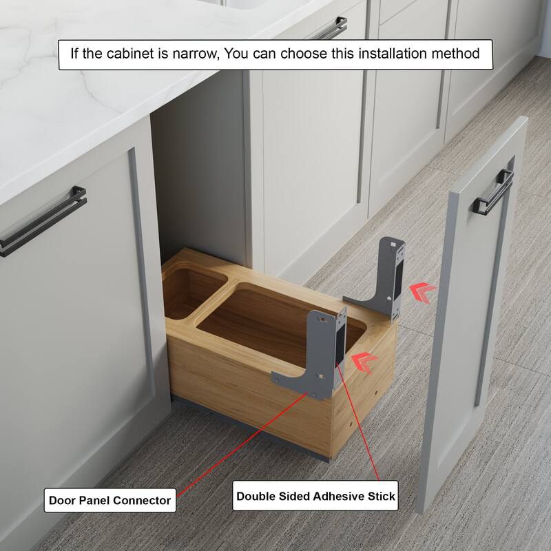 Dowell Trash Can Pull Out Set - 15" Wide w/Wood Base
