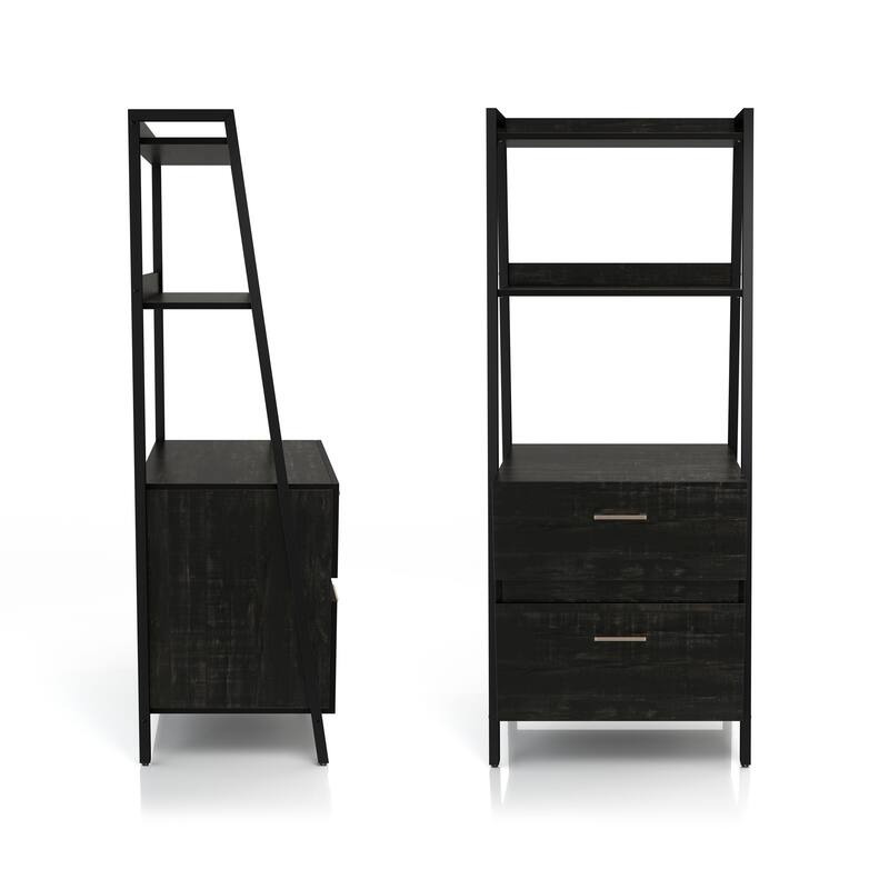 DH BASIC Contemporary Iron 2-Drawer Bookshelf with File Cabinet by Denhour