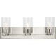preview thumbnail 4 of 4, Goodwin Collection Three-Light Brushed Nickel Modern Vanity Light with Clear Glass - Medium