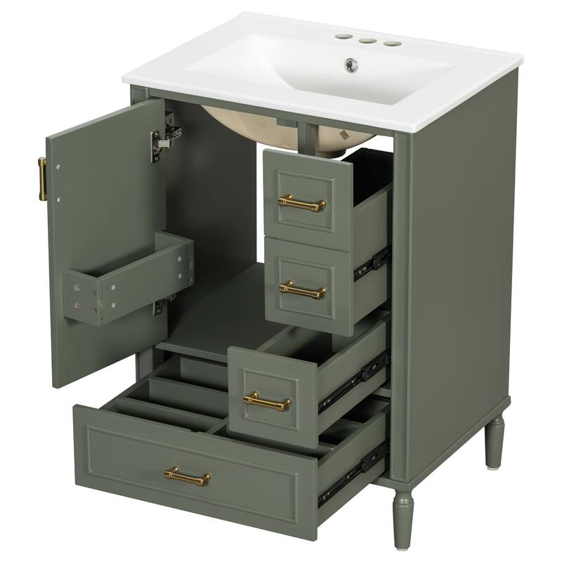 Modern 24" Bathroom Vanity with Ceramic Sink