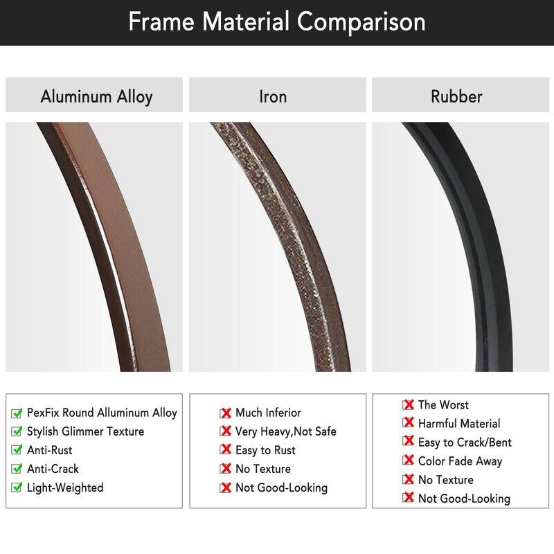 Wall Round Mirror 30'' Modern Brushed Metal Frame Wall-Mounted