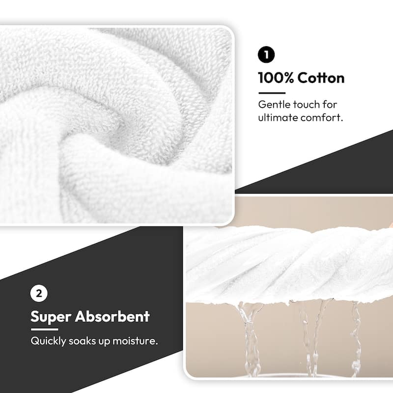 Extra Large 8 Pieces Bath Towel Set, 100% Cotton Highly Absorbent Towels for Bathroom