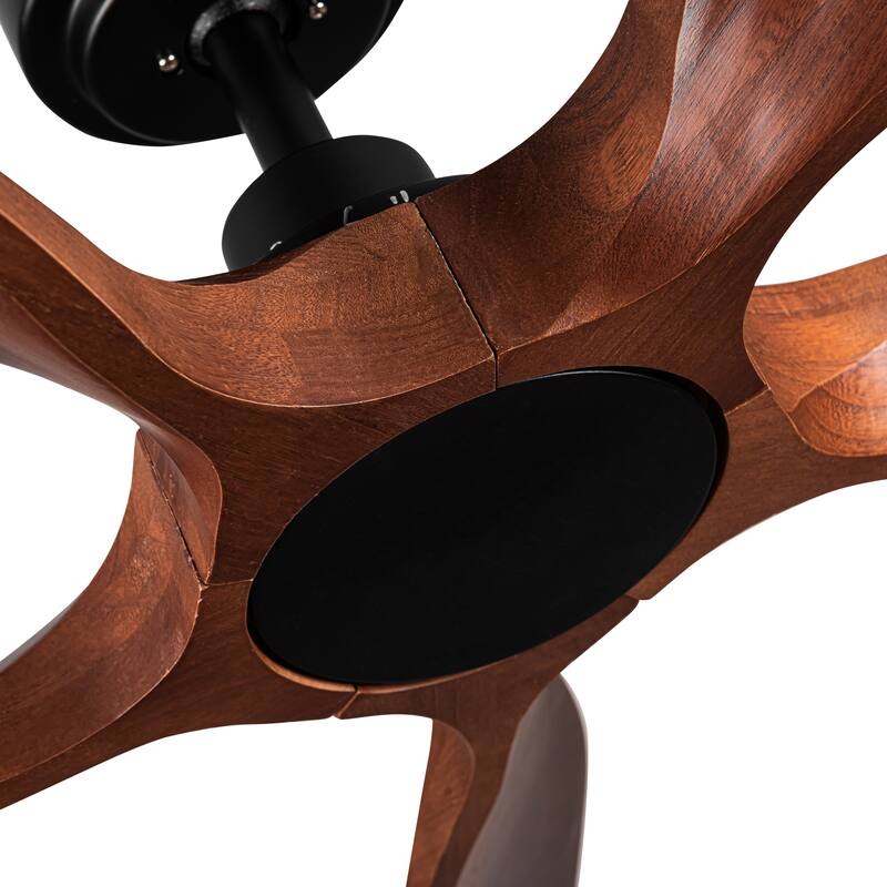 Shamshla 60 in. Indoor Farmhouse Brown Walnut Wood Ceiling Fan with Remote Control for Living Room or Patio - 60 ''