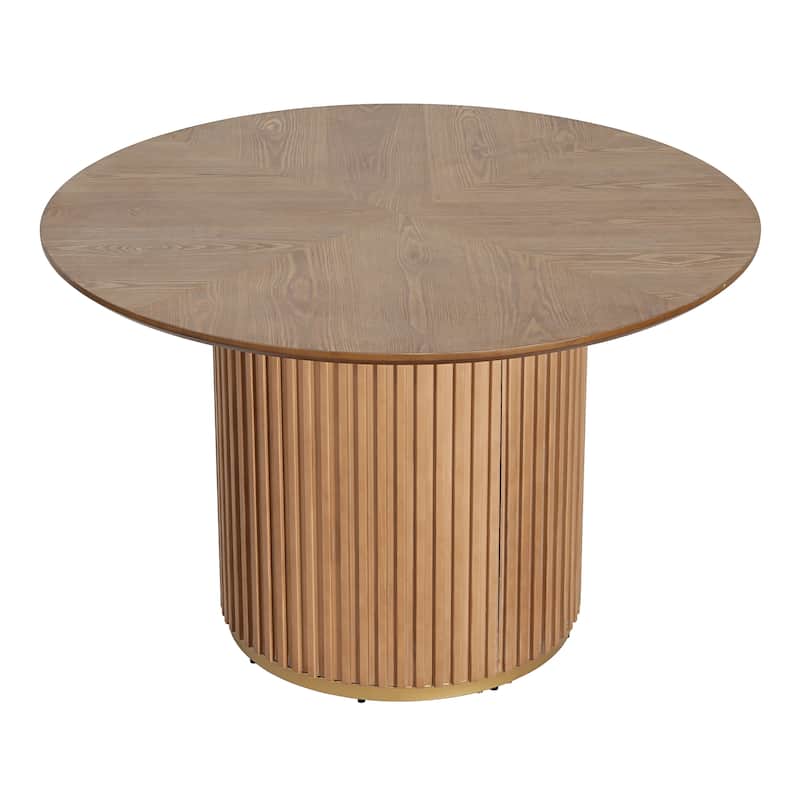 Christopher Knight Home - Mid-Century Modern 5-Piece Round Pedestal Dining Set with Upholstered Armless Dining Chairs