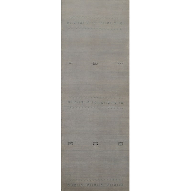 Tribal Gabbeh Wool Runner Rug Hand-knotted Hallway Gray Carpet - 2'6" x 7'10"