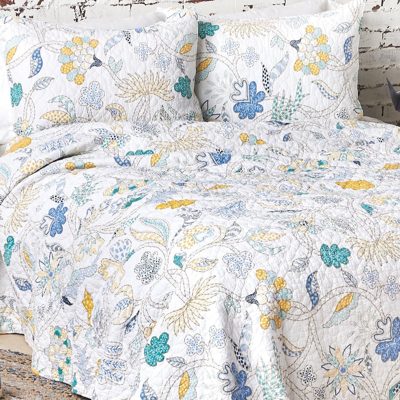 Brie Lagoon 1-Piece Cotton Queen Quilt