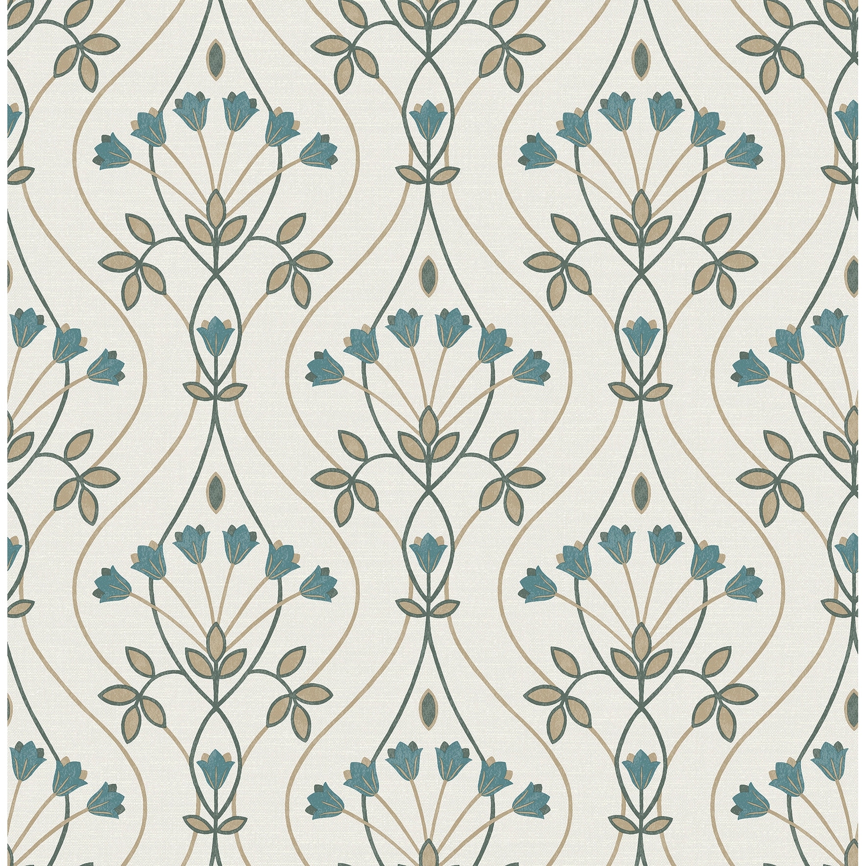 A-Street Prints Dard Teal Tulip Ogee Wallpaper