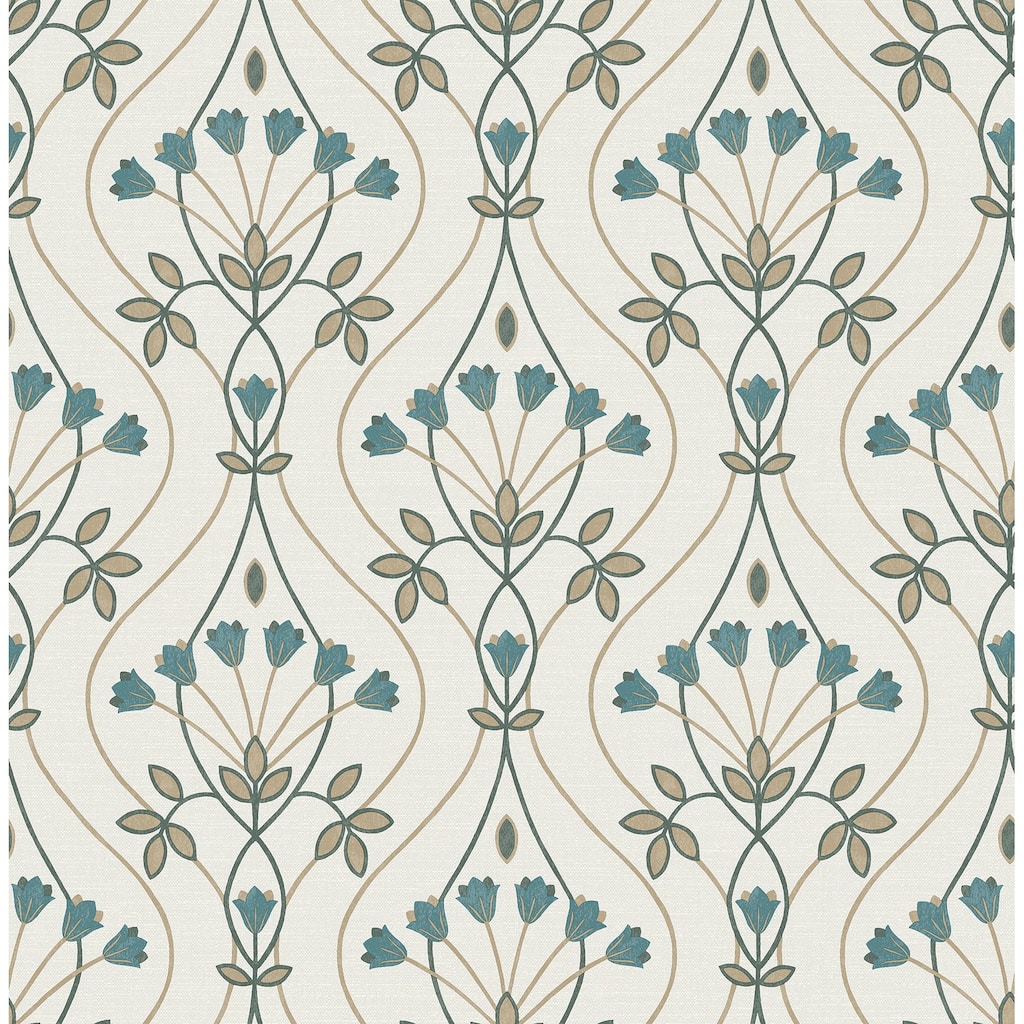 A-Street Prints Dard Teal Tulip Ogee Wallpaper