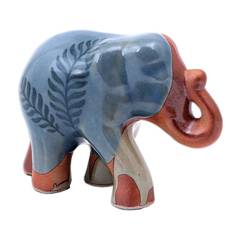 Novica Handmade In The Jungle Celadon Ceramic Sculpture