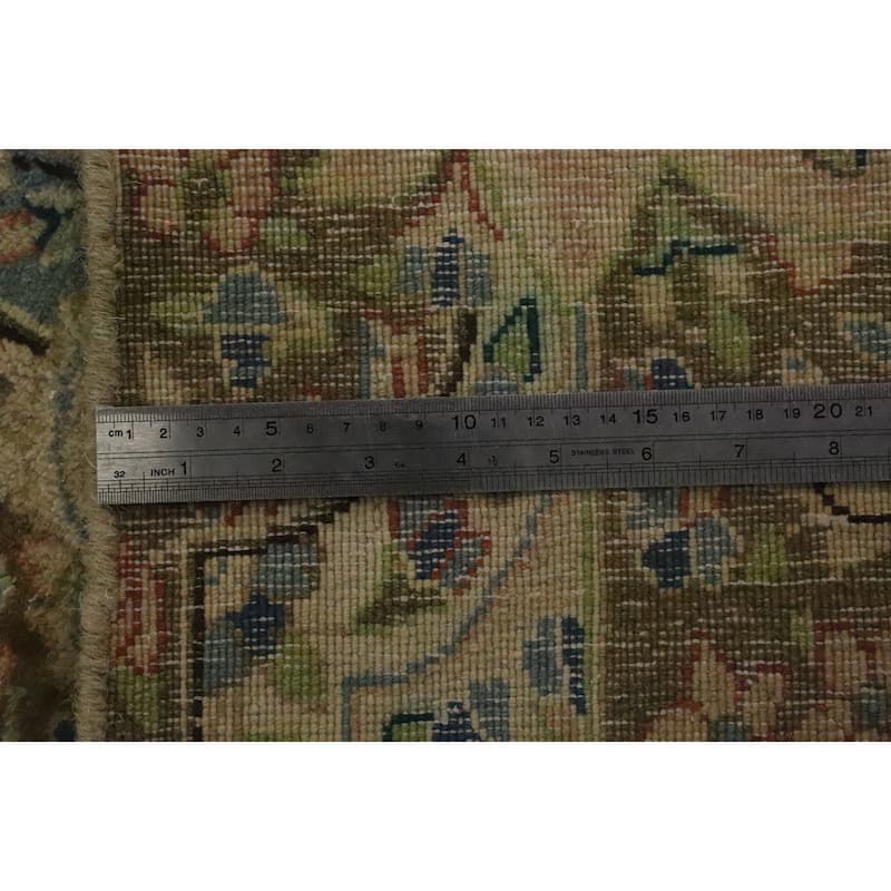 Hand Knotted Oriental 100% Wool Carpet Traditional Floral Brown Kerman Area Rug - 13' 4'' X 9' 6''