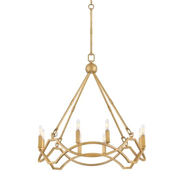 slide 1 of 1, Hinkley Lighting 45784 Leona 8 Light 27" Wide Taper Candle Style Distressed Brass