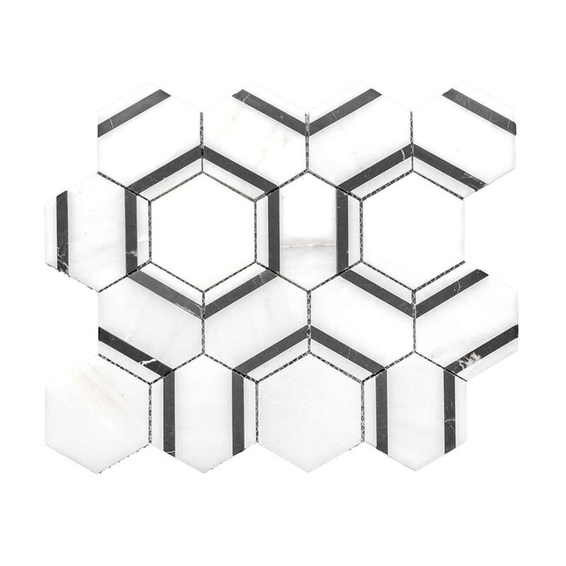 The Tile Life Pelta Orb 13x11 Hexagon Marble Floor, Wall & Backsplash Tile - White - 4 x 4 Sample