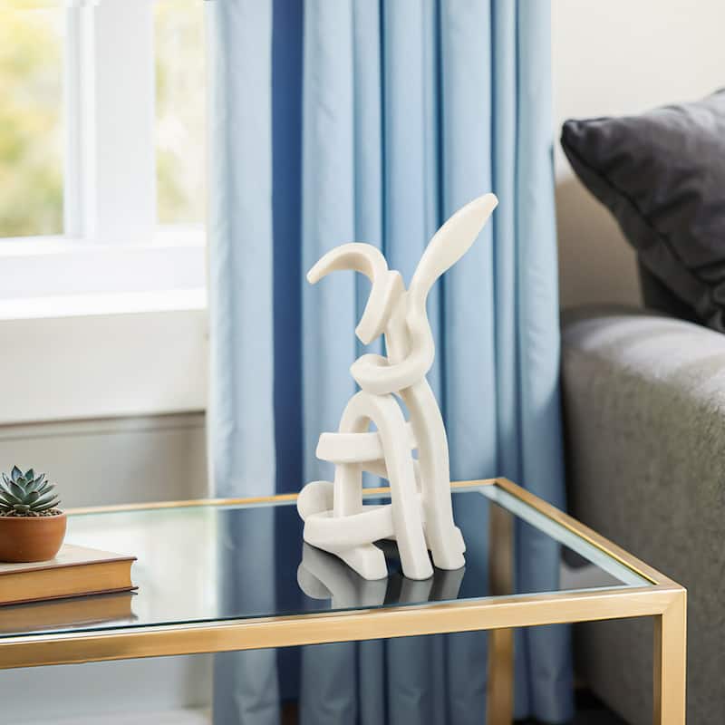 Resin Bunny Sculpture Modern Decorative Figurine Accent - 16" White - 10" x 8" x 16"