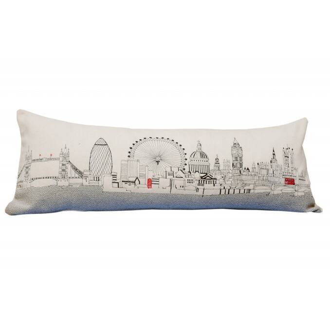 35" White London Daylight Skyline Lumbar Decorative Pillow