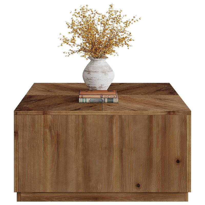 Farmhouse Square Coffee Table, 31.5-Inch Solid WoodCocktail Table