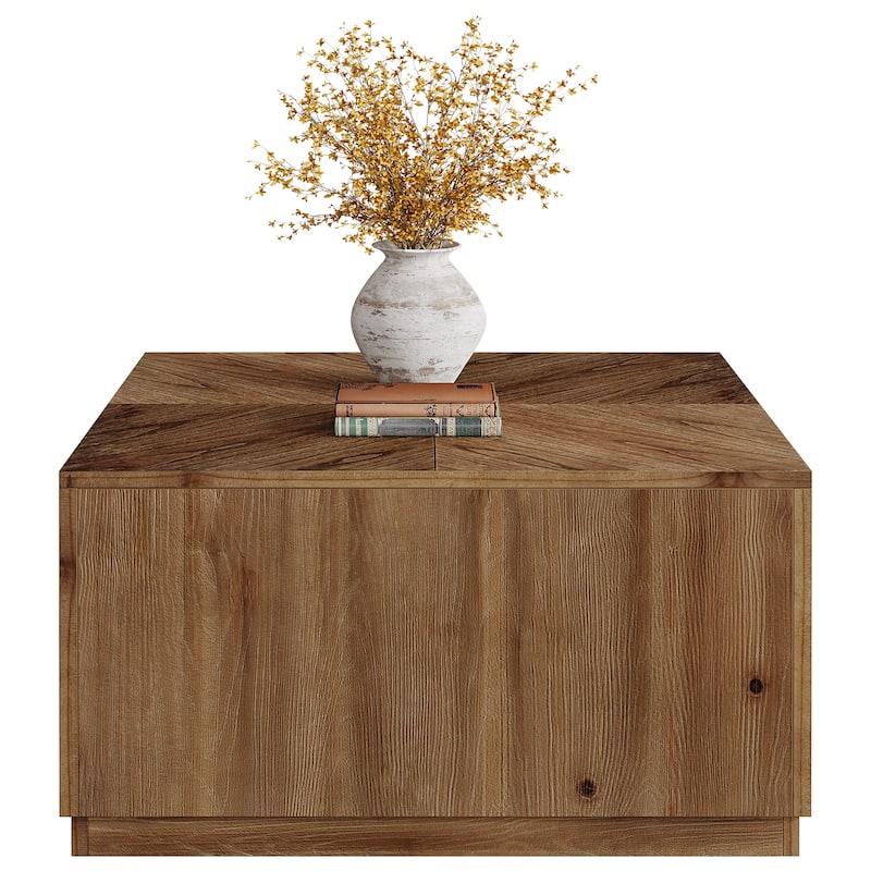 Solid Wood Coffee Table for Living Room, Farmhouse Square Accent Center Cocktail Table