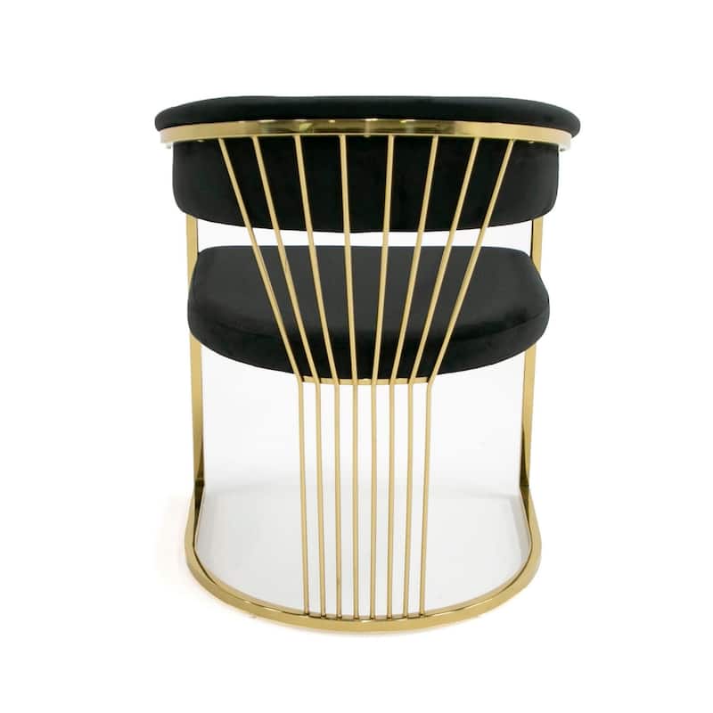 Gold/Black Velvet Upholstered Metal Frame Dining Chair, Sturdy Dining Chair for Dining Rooms - 22.75