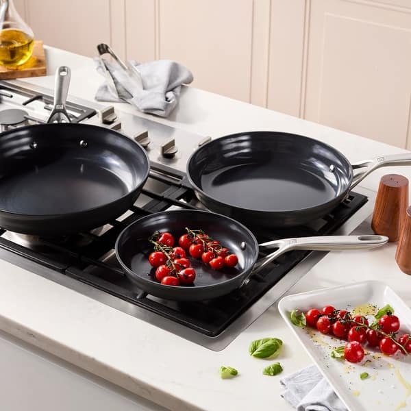 ZWILLING Motion Ceramic Hard Anodized 3-pc Aluminum Nonstick Fry Pan Set - Black