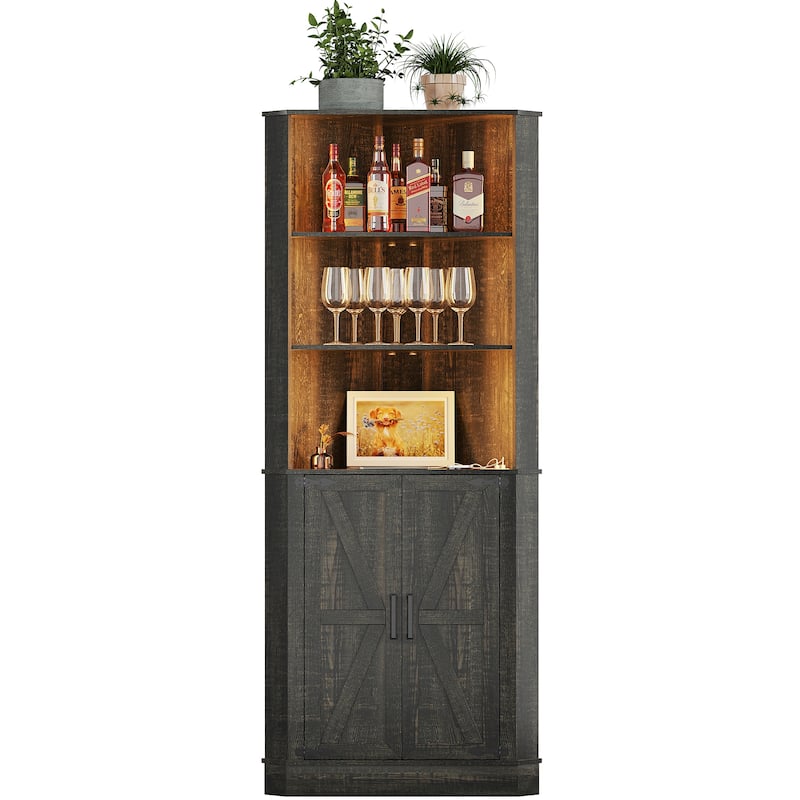 66" Tall Corner Cabinet With Led Light