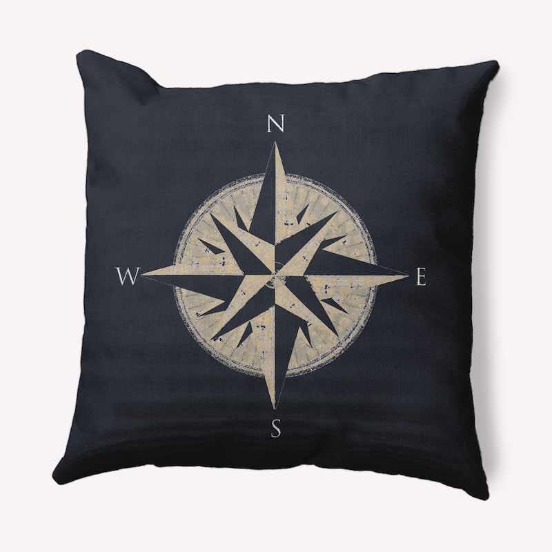 Compass Nautical Decorative Indoor Pillow - Shark Blue - 20" x 20"