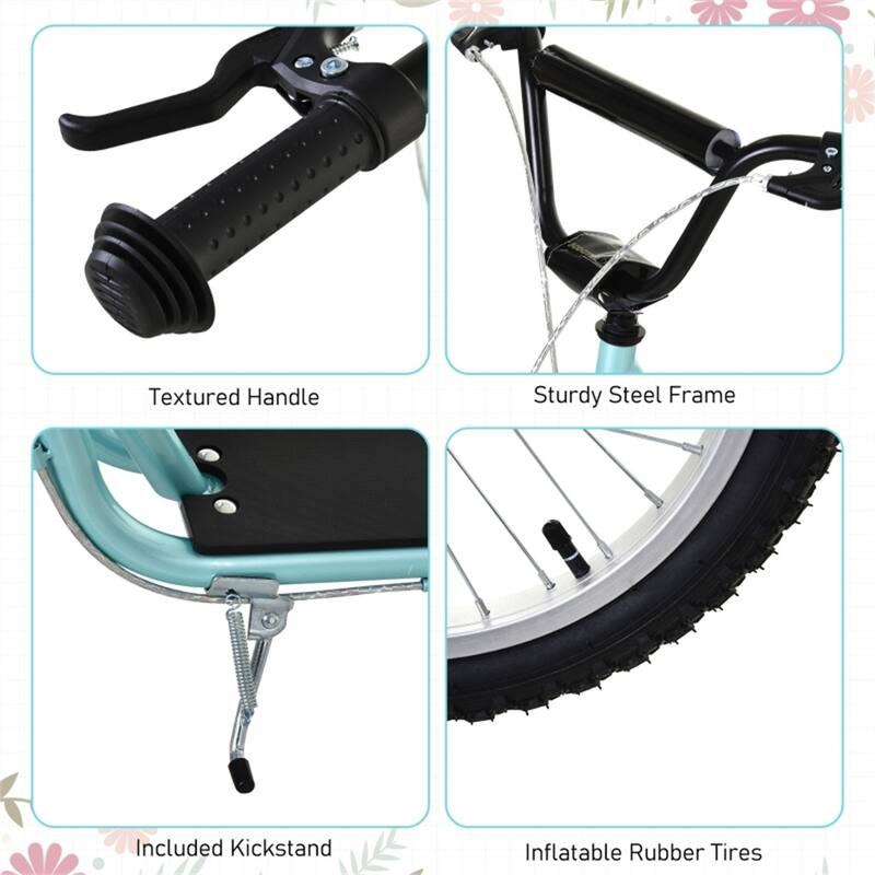 Children’s Ride-On Scooter with Soft Grip Handlebar and Anti-Slip Foot Deck for Outdoor Use - 54.75"L x 22.75"W x 35.5"-37.75"H