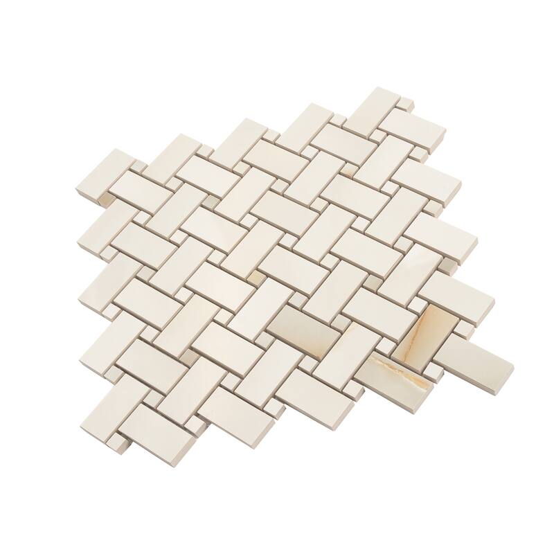 Splendor 12x12 Perla Porcelain Mosaic Onyx Basketweave Wall and Floor Tile (4.84 sq ft/case) - 5 Pack