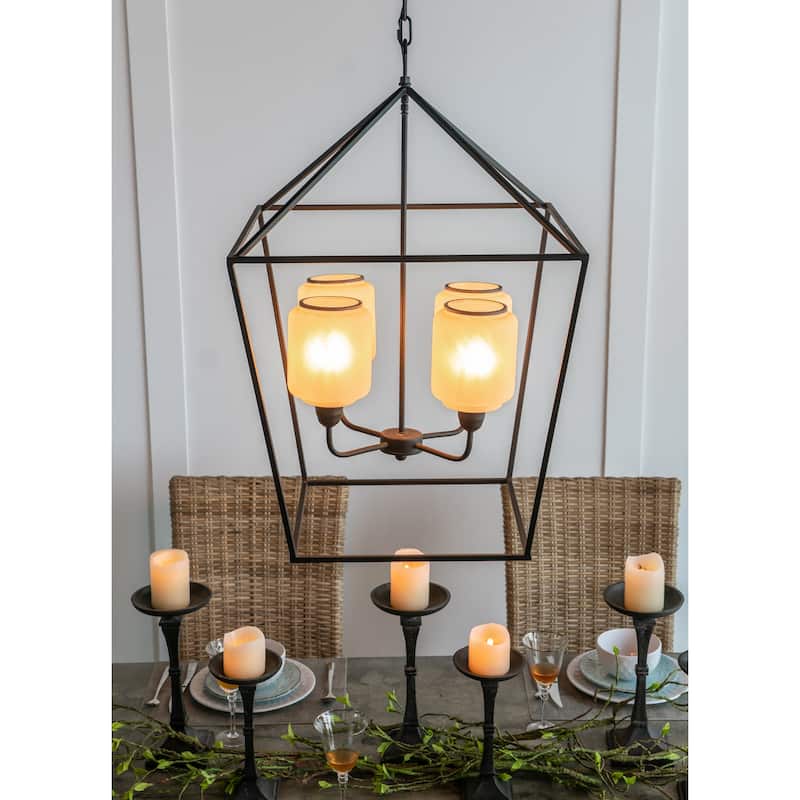 21.7x21.7x33.5 " Iron Chandelier, Sleek Industrial Style Hanging Light Fixture, Bulb Not Included