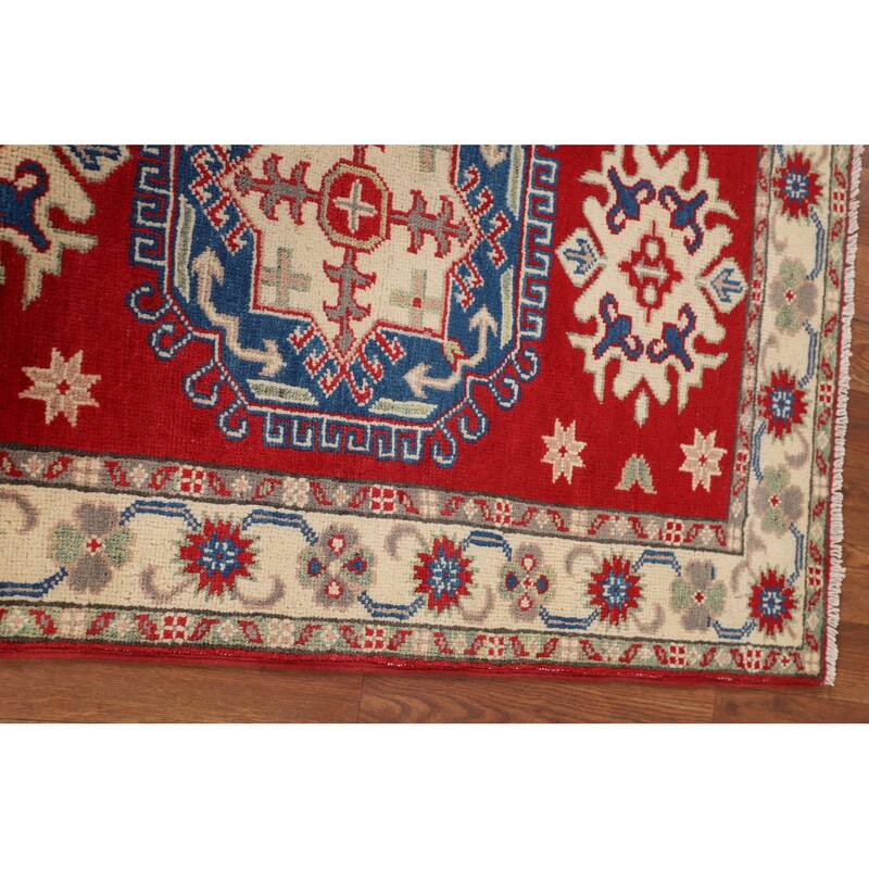 Traditional Red Kazak Foyer Rug Handmade Wool Carpet - 2'8" x 3'10"