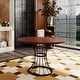 preview thumbnail 2 of 6, Oak Veneer 42 Round Dining Table Solid Wood Look Top Heavy Duty Wrought Iron Pedestal Compact Kitchen Rustic Modern