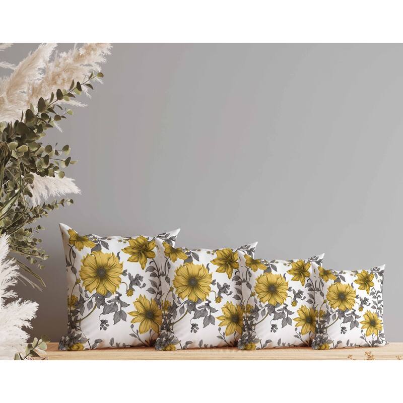 Harvest of Sunshine Indoor/Outdoor Reversible Throw Pillow Grey and Gold