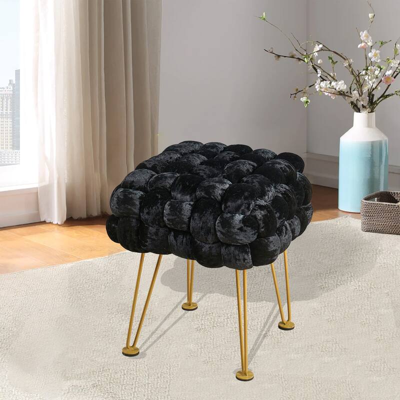 Home Soft Things Crushed Velvet Pouf Stool Ottoman