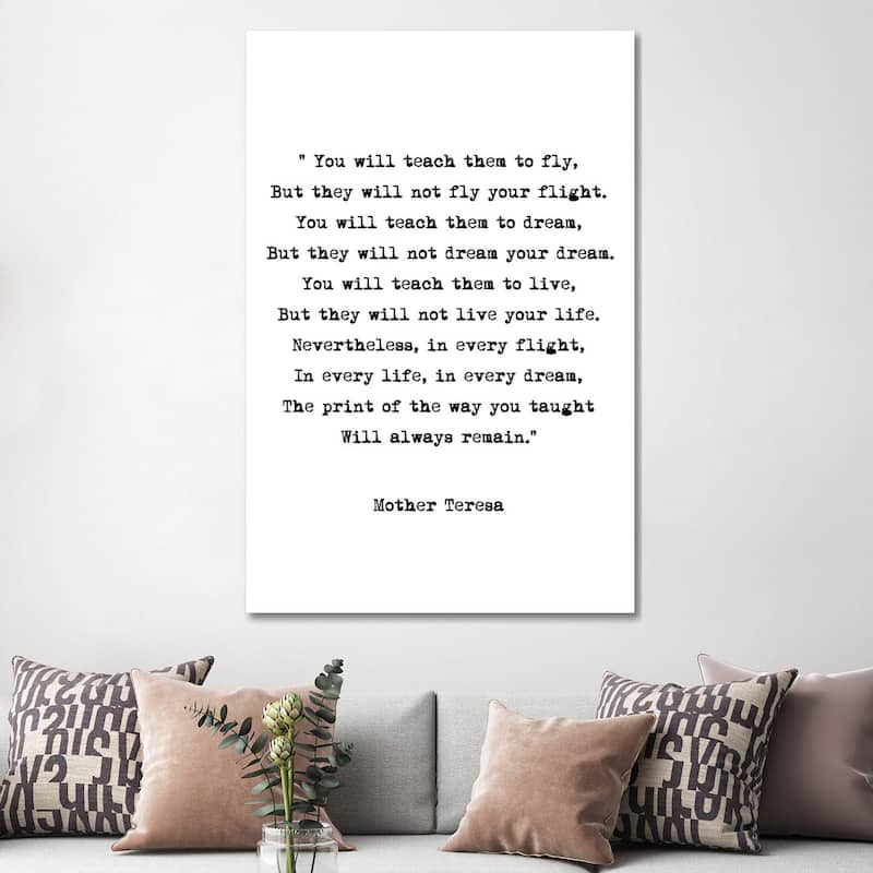 iCanvas "Dream - Mother Theresa Quote" by Mambo Art Studio Canvas Print