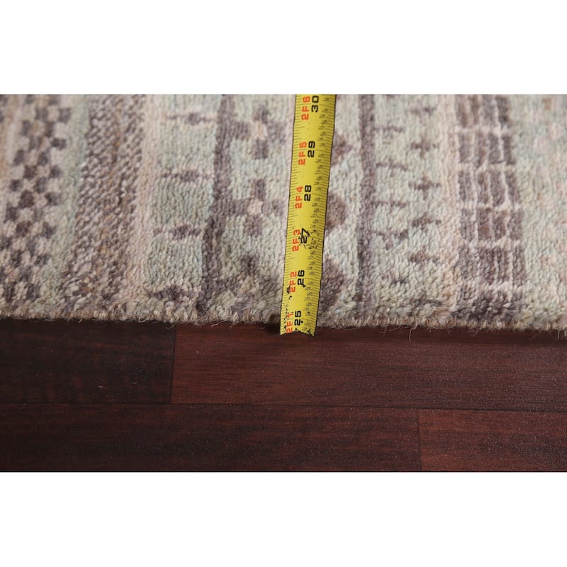 Contemporary Gabbeh Kashkoli Wool Runner Rug Handmade Oriental Carpet - 2'8" x 10'2"