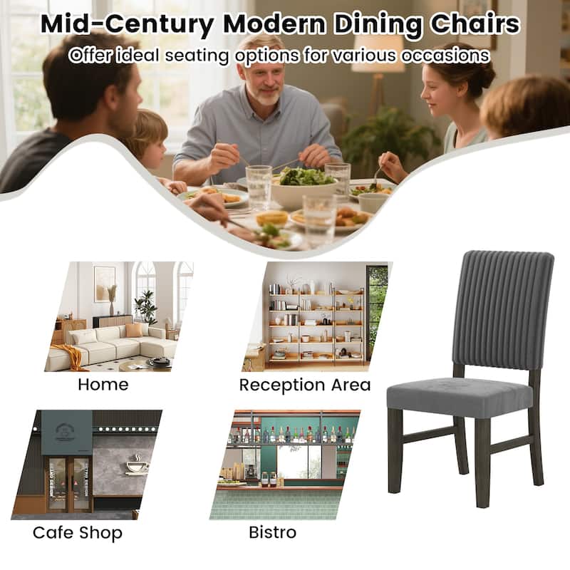 Gymax Dining Chair Set of 2 Mid-Century Modern Velvet Fabric