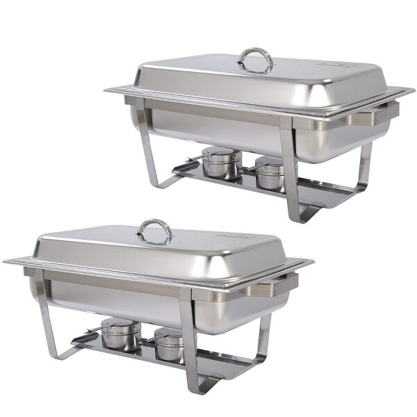 Costway 2 Pack of 8 Quart Stainless Steel Rectangular Chafing Dish Full Size