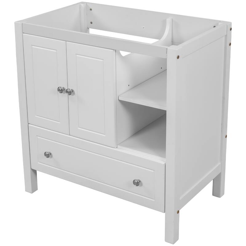 Bathroom Vanity Base Only with Doors and Drawers, 30inch Solid Wood