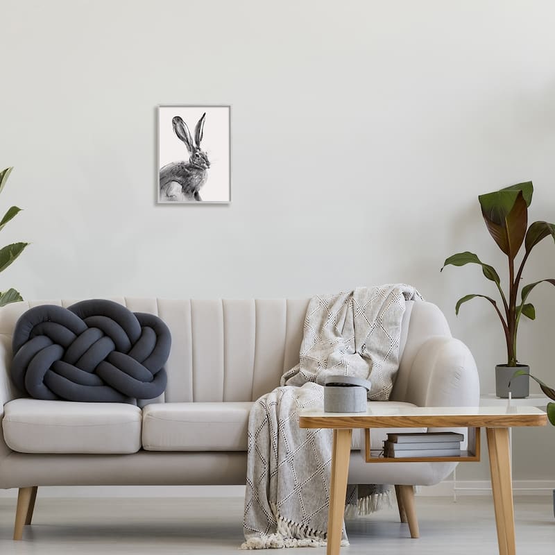 Stupell Resting Wild Hare Portrait Bold Face Rabbit Illustration Framed Wall Art