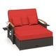 preview thumbnail 6 of 9, Patio Rattan Daybed Set with Cushioned Loveseat & Storage Ottoman Red