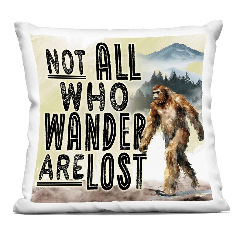 Stupell Not All Who Wander Phrase Decorative Printed Throw Pillow Design by Nicole DeCamp - Accent - Polyester - Yellow - Single