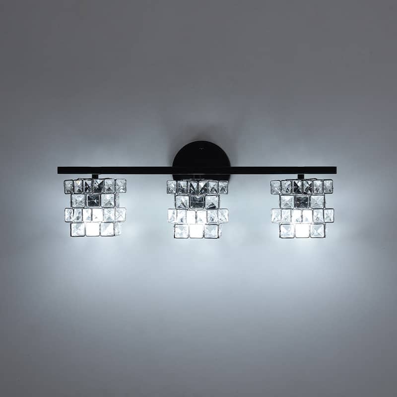 Mosaic Crystal Cube Shade Linear Bathroom Vanity Light