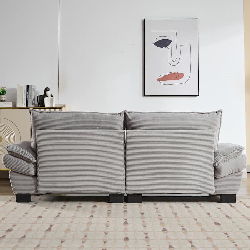 Corduroy Upholstered Loveseat Sofa, 2 Seater Sofa with Pillows, Deep Seat Sectional Sofa with Removable Cushions