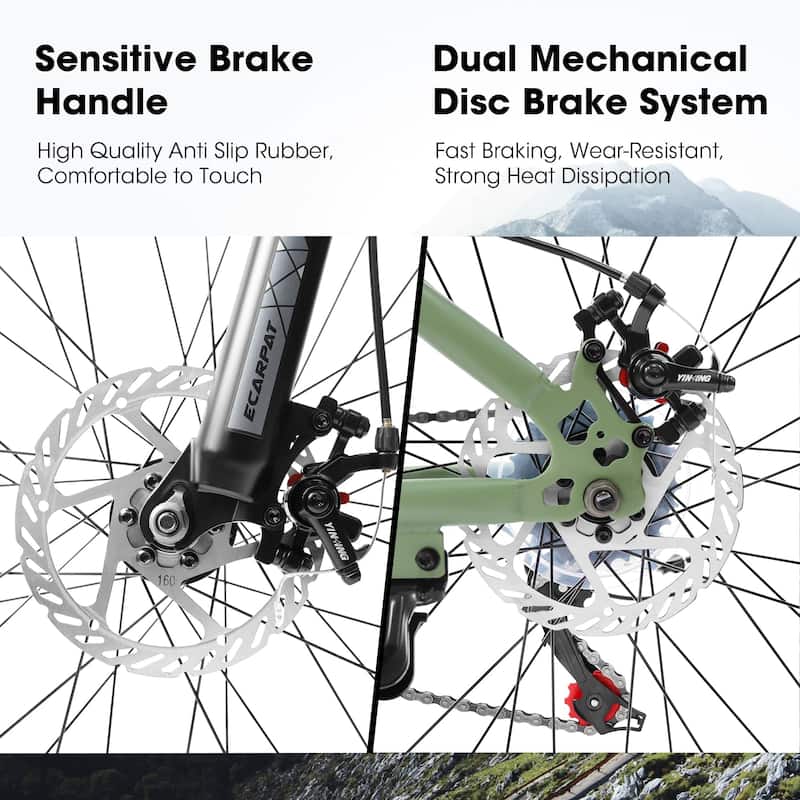 27.5 Inch Mountain Bike Commuting Bicycle, All-Terrain Road Bike w/Disc Brakes, High Carbon Steel Frame for Outdoor Exploration