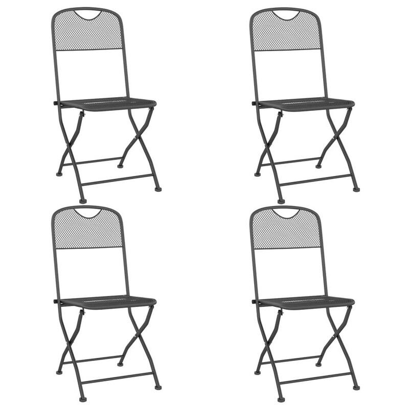 Yoko 5pc Outdoor Breakfast Dining Bistro Set, Gray, Folding Metal