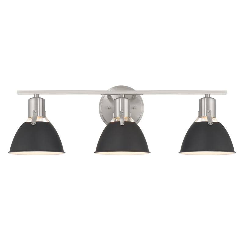 Cooper Metal 3-Light Vanity Light with Etched Glass Shades - 7.0"L x 24.0"W x 7.6"H
